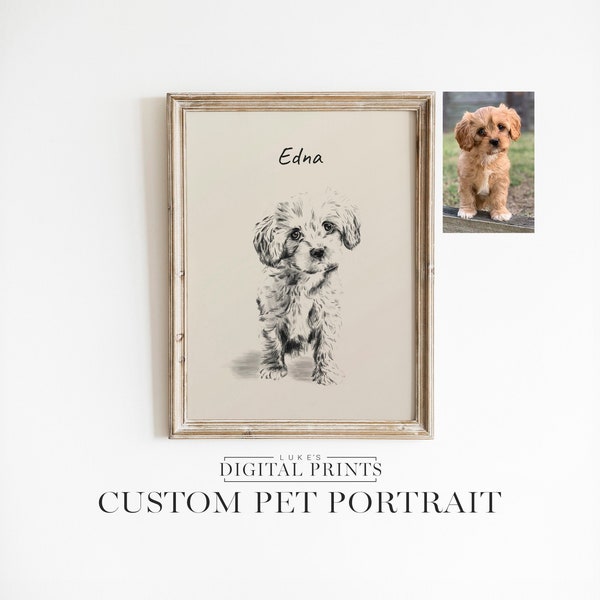 Hand Drawn Personalized Dog Drawing - Digital Art Download - CUSTOM Pet Portrait Sketch From Photo