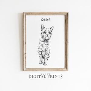 CUSTOM Hand Drawn Pet Drawing - Digital Download Art Print - Personalized Cat Sketch From Photo - Dog Portrait Memorial Gift PRINTABLE