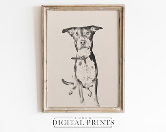 AANGEPASTE hond tekening van foto - digitale download - afdrukbare handgetekende kunstwerken - gepersonaliseerde vintage dierenschets
