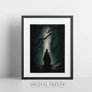 Gespenst im Wald Digitaldruck - Vintage Gothic Wandkunst - Instant Poster Download DRUCKBAR