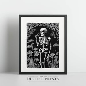 Skeleton Illustration Drawing Digital Print - Instant Poster Download PRINTABLE - Gothic Art
