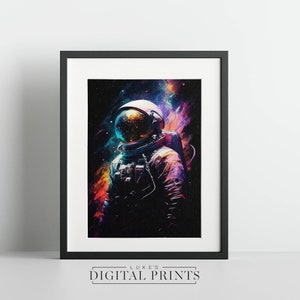 Spaceman Painting Print -  Astronaut In Space PRINTABLE Wall Art - Digital Download