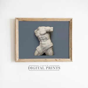 Ancient Rome Sculpture Art Print - Digital Download - PRINTABLE Historical Statue Painting Wall Decor - Classical Greek Male Wall Art