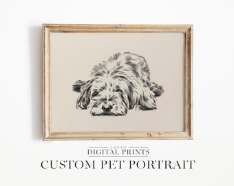 Hund Zeichnung vom Foto - Digital Download Kunstwerk - Personalisiertes Haustier Porträt - Handgezeichnete benutzerdefinierte Hundeskizze