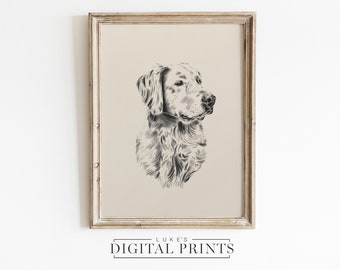 Schizzo di ritratto di cane PERSONALIZZATO da foto - Download di arte digitale - Decorazione murale personalizzata con disegno di animale domestico - Opera d'arte disegnata a mano stampabile