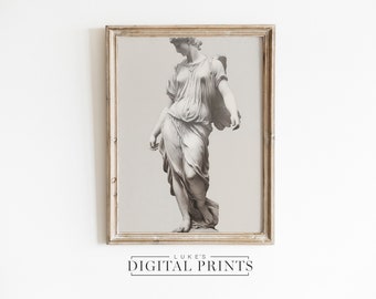 Impresión artística de estatua clásica de mujer romana - Descarga digital - Decoración de escultura minimalista IMPRIMIBLE - Obra de arte moderna neutra