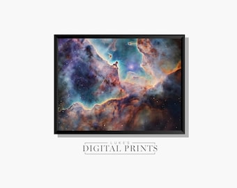 Clouds of the Carina Nebula Art Print - Digital Poster Download - Outer Space Astronomy Painting PRINTABLE Ominous Galaxy Wall Art