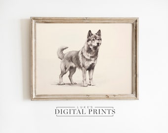 PRINTABLE Shiba Inu Drawing - Digital Print Download - Rustic Doge Dog Portrait Artwork -  Artistic Cute Pet Wall Art Sketch