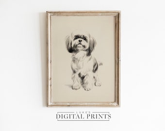 シーズー犬の肖像画 - シーズー犬の鉛筆画 - カスタム描画。 - Etsy 日本