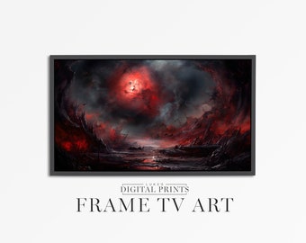 Samsung FRAME TV Art - Deep Red Galaxy Landscape Digital Download - Outer Space Atmospheric Planet Artwork