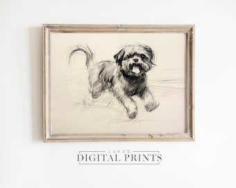 シーズー犬の肖像画 - シーズー犬の鉛筆画 - カスタム描画。 - Etsy 日本