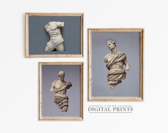 Römische Statue Kunstdruck 3er Set - Digitaler Download Sammlung - Antike griechische männliche Wand-Dekor - DRUCKBARE klassische Skulptur Kunstwerk