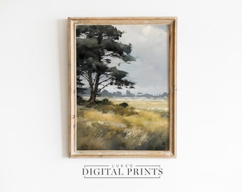 Meadow Painting Art Print - Digital Download - PRINTABLE Country Landscape Wall Art