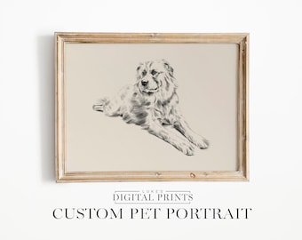 写真からカスタム犬の絵を描く - デジタルダウンロードアート