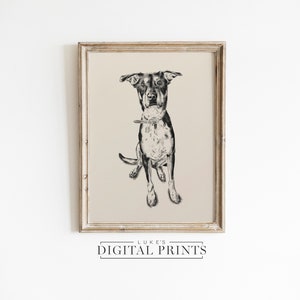 CUSTOM Dog Drawing From Photo - Digital Download - Personalized Vintage Style Pet Sketch - Printable Hand Drawn Art
