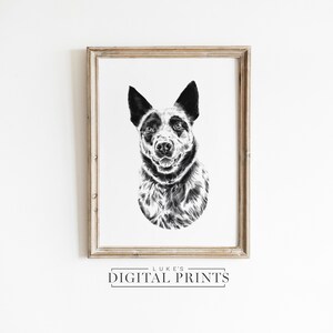 CUSTOM Dog Portrait Drawing From Photo - Digital Download Art - Personalized Pet Sketch Wall Print - Hand Drawn Puppy Artwork