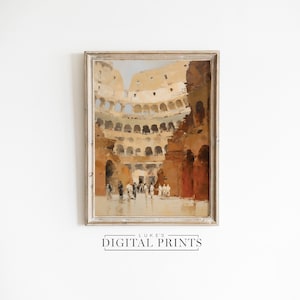 Colosseum Painting Art Print - Digital Download - Classical European City Artwork PRINTABLE Rome Landmark Wall Decor