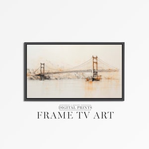 FRAME TV Art Download - Golden Gate Bridge Abstract Artwork - San Francisco Landmark Drawing Digital Artwork Sketch