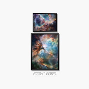 Wolken des Carinanebels Print 2er-Set - Digitale Kunst Poster zum Download - Deep Space Cosmic Galaxy Gemälde DRUCKBAR Universum Wandkunst