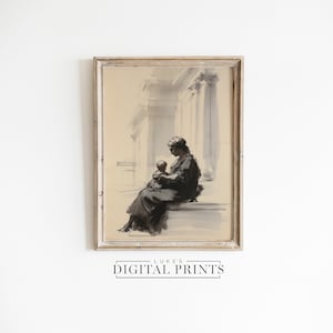 Ancient Roman Portrait Sketch Print - Digital Art Download - Minimalist Neutral Italy Statue Drawing Wall Decor PRINTABLE