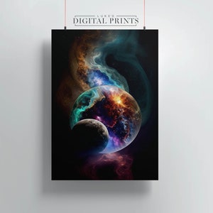 Outer Space Print - Digital Print Download Poster - Planets And The Galaxy - High Quality Art