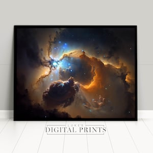 Galaxy Space Print - Nebula Nights - Digitaldruck Download Poster - Kosmischer Weltraum Sternenhimmel - Hochwertige Kunst