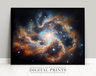 Space Art Painting Print -  Solar System Nebula PRINTABLE Wall Art - Digital Download