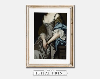 Victorian Woman Oil Painting - Digital Print Download - Antique Dark Academia Portrait Wall Art - PRINTABLE Moody Decor