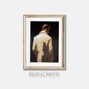 Vintage Moody Portrait Gemälde - Digitaldruck Download - Antik Moody Man Walking Wandkunst - DRUCKBARE Dekor