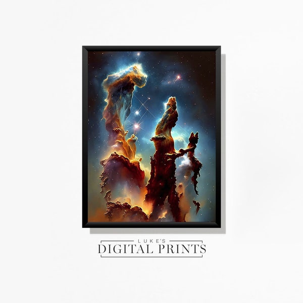 Pillars Of Creation Art Poster - Digital Print Download - James Webb Telescope Painting - PRINTABLE Wall Art - Outer Space Gift