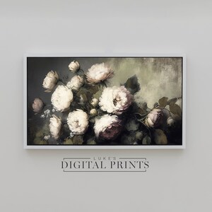 Samsung Frame TV Art - Pink Roses DIGITAL Oil Painting - High Quality Download - Vintage Flower Art