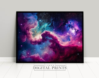 Lebendige Galaxy Deep Space Print - Digital Print Download Poster - DRUCKBARE Wandkunst
