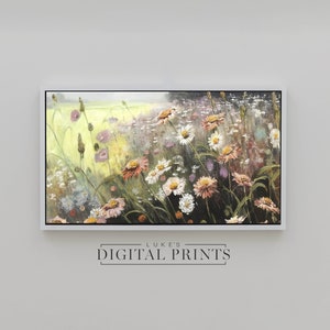 Samsung Frame TV Art - Wildflower Oil Painting DIGITAL - High Quality Download - Vintage Floral Art