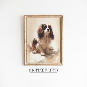 Cavalier King Charles Spaniel Portrait Zeichnung - Digitaldruck Download - Hund Wand Kunst Bleistift Skizze - Impressionist niedliches Haustier PRINTABLE