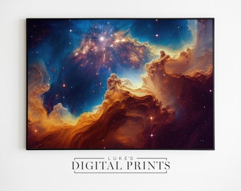 Cosmic Cliffs Art Poster - Digital Print Download - James Webb Telescope Modern Painting - PRINTABLE Wall Art - Outer Space Decor
