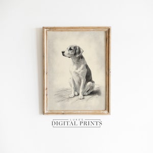 Beagle Portrait Sketch Art - Digital Print Download - Rustic Cute Pet Portrait Home Decor - Vintage Small Dog Drawing Wall Art PRINTABLE