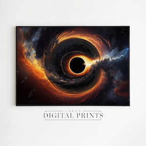 Black Hole Art Poster - Digital Print Download - Deep Outer Space Nebula Painting - PRINTABLE Wall Art - Galaxy Gift