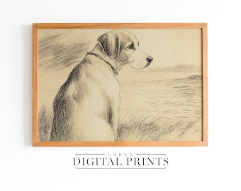 ビーグル 鉛筆画(色紙) ビーグル犬の鉛筆画 - ファインアート犬のスケッチ（デジタル