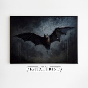 Antique Bat Wall Art - Digital Print Download - Vintage Dark Gothic Painting Poster - PRINTABLE Vampire Aesthetic Flying Bat Decor