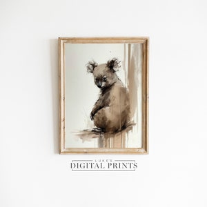 PRINTABLE Koala Sketch Wall Art - Digital Print Download - Rustic Australian Wildlife Drawing Decor - Minimalist Animal Art Print