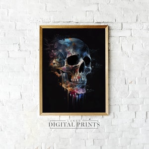 Colourful Skull Print - PRINTABLE Digital Download Poster - Dark Wall Art - High Quality Gothic Home Decor