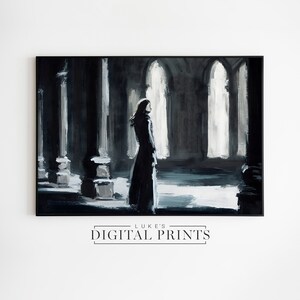 PRINTABLE Classical Moody Landscape Painting - Digital Print Download - Vintage Gothic Portrait Décor - Impressionist Dark Academia Wall Art