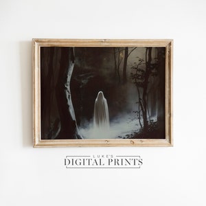 Ghost Of The Forest Painting - Digital Print Download - Rustic Moody Gothic Witchcraft - Impressionist Dark Academia - Vintage Home Decor