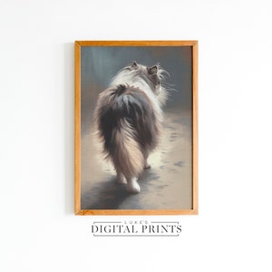 DRUCKBARE Katze Kunst Gemälde - Digitaldruck Download - Haustier ästhetischer Druck Home Decor - Moody Cat Walking Kunstwerk