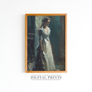 Vintage Gemälde Viktorianisches Portrait - Digitaler Kunstdruck Download - Impressionistische Kunst Frau Wanddekoration DRUCKBAR - Stimmungsvolle weibliche Kunst