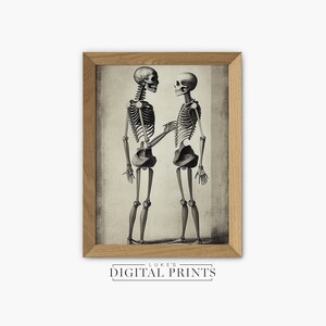 Vintage Skeleton Sketch Digital Print - Instant Poster Download PRINTABLE - Rustic Gothic Art