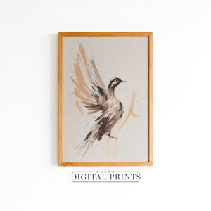 Duck Flying Sketch Art - Digital  Print Download - PRINTABLE Minimalist Wildlife Art Print - Rustic American Flying Bird Drawing Wall Décor