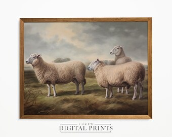 Rustic Sheep Painting Print - Vintage Farmhouse PRINTABLE Wall Art - Digital Download