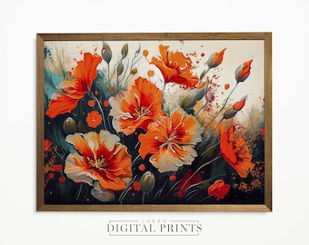 Spring Flowers Painting - Digital Print - Abstract Floral Wall Art - Digital PRINTABLE Download