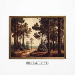 Vintage Forest Oil Painting Print - Digital Download - Rustic Landscape Wall Decor - PRINTABLE High Quality Art Poster